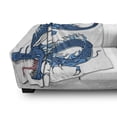 thumbnail image 3 of Fantasy Soft Flannel Fleece Throw Blanket, Dragon Mythical Creature Japanese Culture Folk Print, Cozy Plush for Indoor and Outdoor Use, 50" x 60", Pale Blue Dark Blue, by Ambesonne, 3 of 6