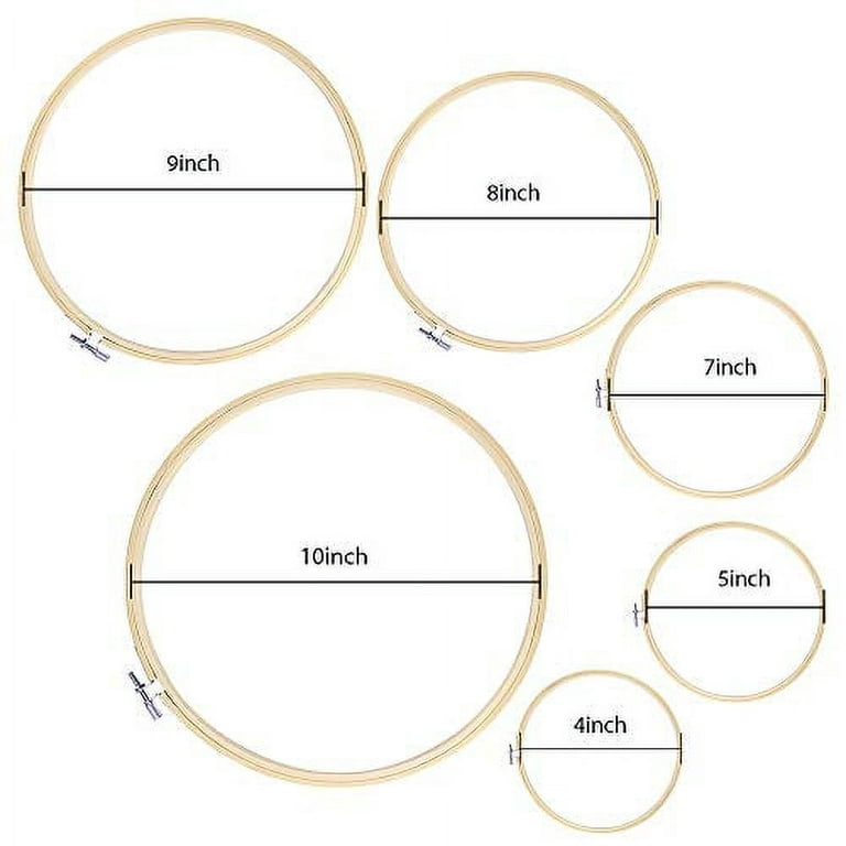 Caydo 6 Pieces Embroidery Hoop Set Bamboo Circle Cross Stitch Hoop Ring 4  inch to 10 inch for Embroidery and Cross Stitch