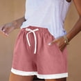 thumbnail image 5 of YHAJDS Ladies Shorts Solid Washed Crinkle Lace Trim Elastic Waist Pockets Beach Casual Wear, 5 of 9