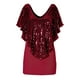 thumbnail image 2 of Top sin tirantes de lentejuelas de color liso con cuello en V para mujer - Manga chal, ropa informal/de fiesta, tejido ligero y fluido, 2 of 4