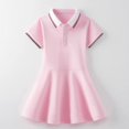 thumbnail image 1 of Robe d'Uniforme pour Filles Col Rabattu Style Anglais Enfants Manches Courtes Volants Robes Polo pour Adolescente Âge 5-15 Ans Vêtements, 1 of 6