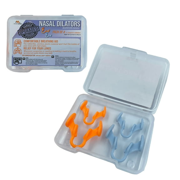 Nasal Dilators for Snoring - Anti Snore Nasal Dilator for Breathing - Upgraded Harder Version - Nose Breathing Aids - Nose Dilator for Sleep, Exercise - 4-Pack, 2 Small & 2 Medium - by Mobi Lock