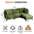 thumbnail image 3 of Soscana 99" Sectional Sofa Couch with Reversible Ottoman for Living Room,Chenille L Shaped 4 Seater,Fits for Living Room,Apartment,Office,Studio, Green, 3 of 9