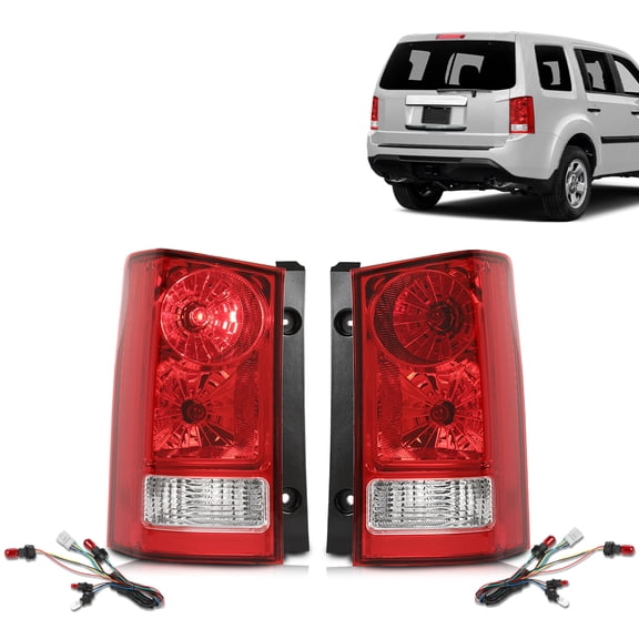 CROSSDESIGN Pair Tail Lights Lamp Assembly W/ Bulb Fit For 2009-2015 Honda Pilot 2010 2011 2012 2013