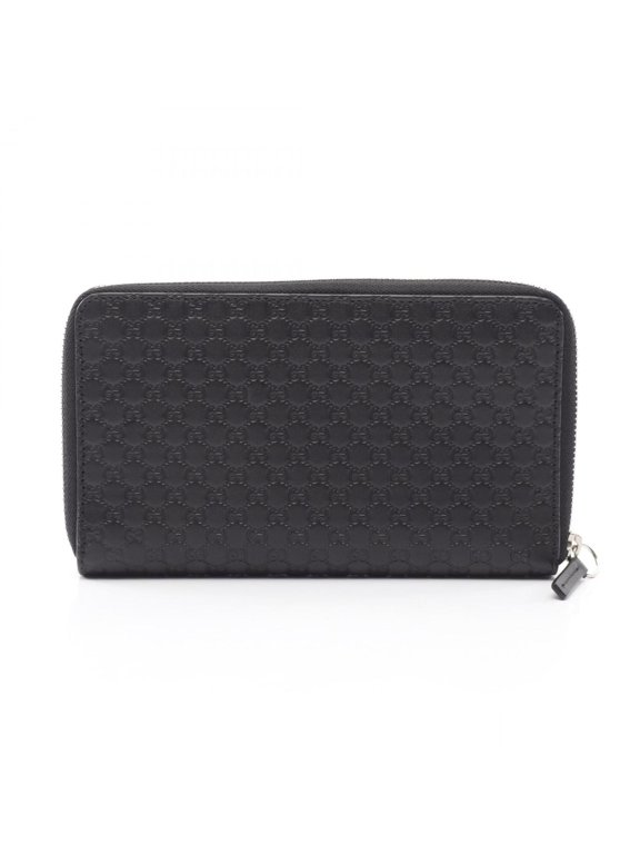 Pre-Owned Gucci Microguccissima Round Long Wallet, Leather, Women's, Black, 391465
