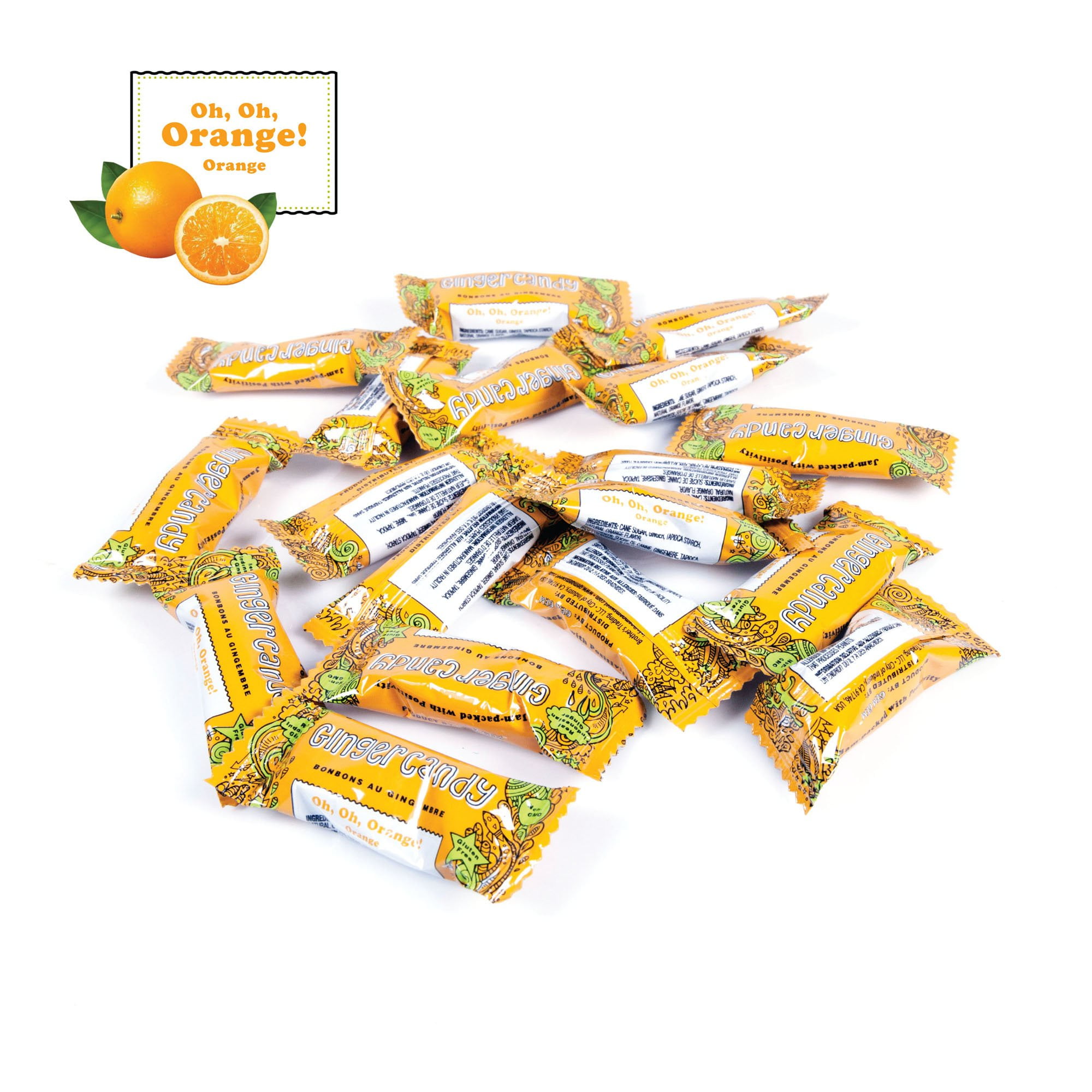 Gem Gem Ginger Candy Chewy Ginger Chews 1 Pound Bulk Pack Orange