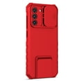 thumbnail image 6 of Dteck for Samsung Galaxy S21 FE with Slide Lens Cover Shockproof Rugged Foldable Kickstand Stand Slim Rugged Protective Case for Women Men, Red, 6 of 12