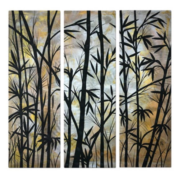Bamboo Shoots Metal Wall Art - Set of 3 - 26W x 23.5H in.