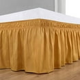 thumbnail image 2 of Biscaynebay Wrap Around Bed Skirts, Gold for Queen Size Beds 15 Inches Drop, Elastic Dust Ruffles, Easy Fit Wrinkle & Fade Resistant Silky Luxurious Fabric, 2 of 3