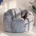 thumbnail image 1 of Puf para Adultos, sofá con Forma Floral, sofá con Piso de Piel sintética súper Suave, sillón de Lectura Grande para Sala de Estar y Dormitorio, Gris Oscuro, Individual,Beige, 1 of 2