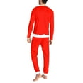 thumbnail image 4 of Renewold Matching Pajama Sets for Family Christmas Elf Snowflake Scoop Neck Home Wear Shirt Size M Soft Men Pullover Tops & Long Pant Bottom Set of 2,Red, 4 of 5