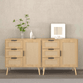 thumbnail image 4 of Rattan Wood Dresser with Drawers & Shelf: Modern Storage Cabinet for Bedroom & Living Room, 4 of 12