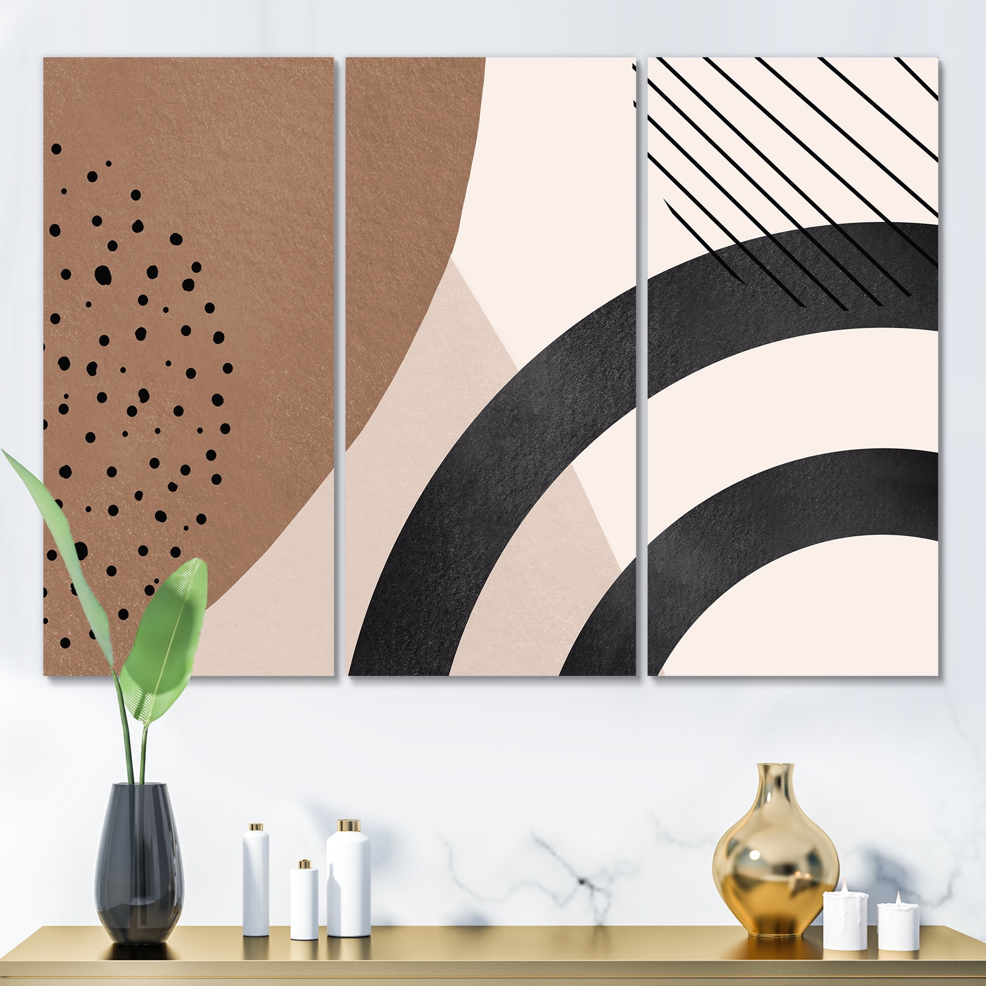 Designart ' Abstract Ivory Shapes and Shapes in Terracotta III ' Modern Canvas Wall Art Print