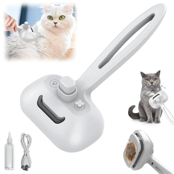 Pet Steam Brush Set for Dogs, 2025 New Self-Cleaning Pet Brush, Multi-Function Pets Hair Removal Brushes for Home Use, Portable Dog Cat Grooming Brushes for Pets Owners,White