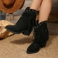 thumbnail image 6 of Western Fringe Pointed Toe Mid-Calf Boots For Women Versatile Plus Size Fashion Ankle Boots With Heel Comfortable Everyday Wear, 6 of 7