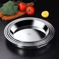 thumbnail image 3 of Dsseng304 Stainless Steel Dinner Plates Set  Large Flat Bottom Serving Dishes  Multi-Purpose Round Tray for Cake  Rice  Salad - Reusable  Durable Kitchenware, 3 of 6