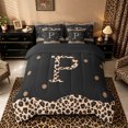 thumbnail image 3 of Meiyoeat Stylish Leopard Letter P Bedding Comforter Set 7-Piece for Women Adults, Modern Polka Dot King Bedding Sets, Black Beige Brown,Black Reversible, 3 of 6