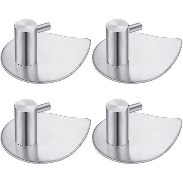 Ganchos para toallas, paquete de 4, ganchos de pared, autoadhesivos de acero inoxidable, sin perforaciones, resistentes al óxido, para cocina, baño, oficina (gotas de agua)