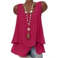thumbnail image 6 of LangJing Womens Tank Tops Sleeveless Double Layer Boho Tops Loose Fit Cotton Linen Casual Tunics Crewneck Summer Vacation Flowy Shirts Pink,XL, 6 of 8