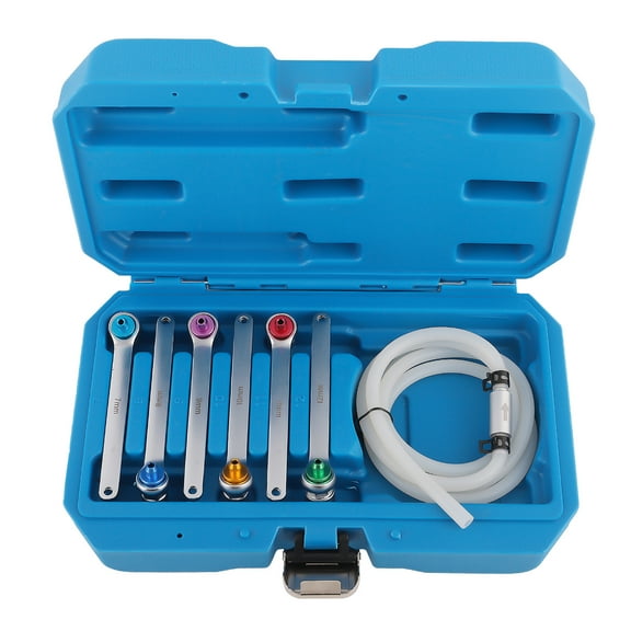 maXpeedingrods Brake Bleeder Wrench Set, 7/8/9/10/11/12 mm 12 Point Brake Bleeding Spanner with Adapter Sockets, Oil Drain Hose, Non-Return Check Valve 7pcs