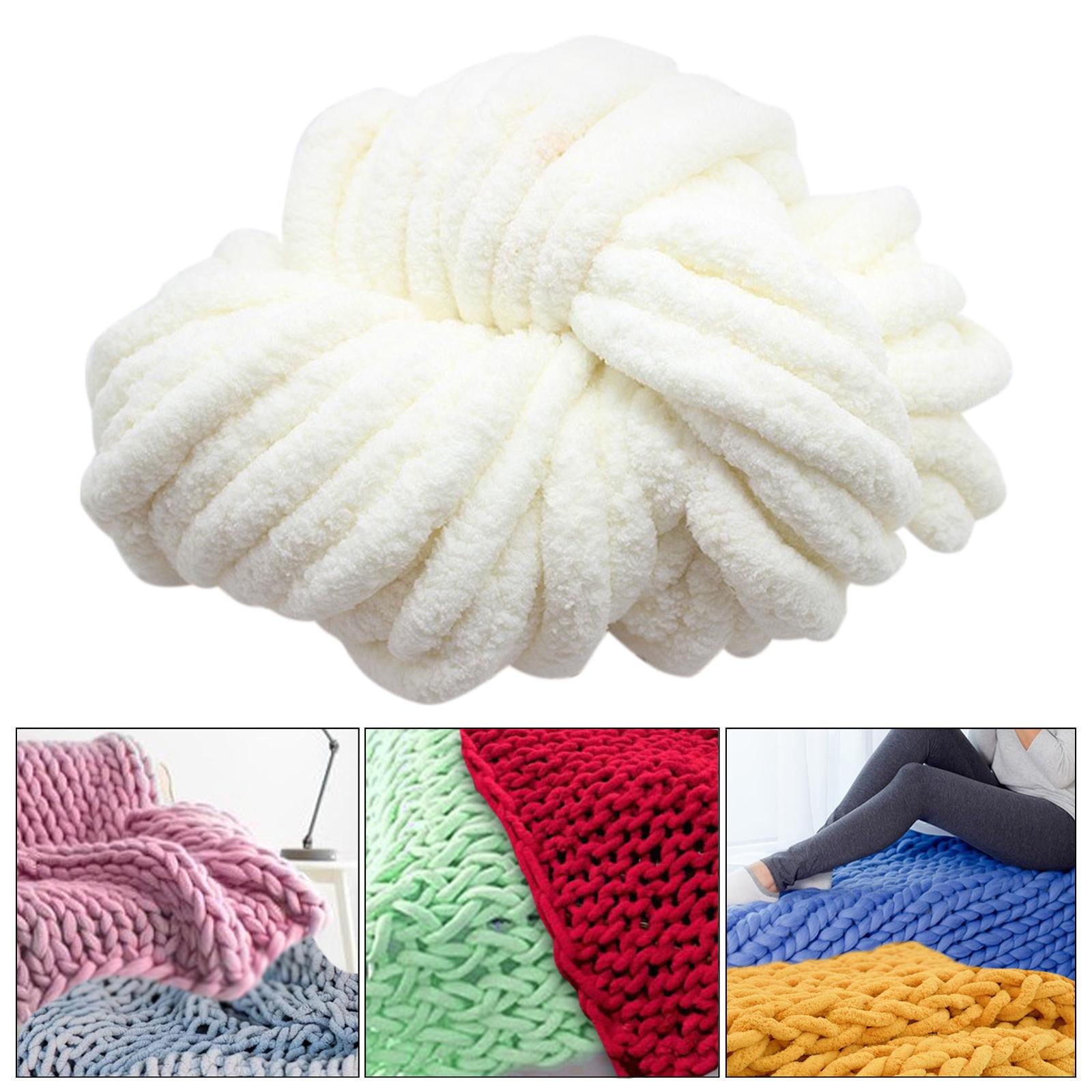 Abbraccia Chunky Chenille Yarn for Crocheting, Bulky Thick Yarn for Knitting,Super Bulky Chunky Yarn for Hand Knitting Blanket Milky White