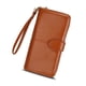 thumbnail image 2 of Cartera de mujer con cremallera y piel encerada con aceite, con hebilla, para teléfono móvil, de piel sintética, tipo clutch, 2 of 6