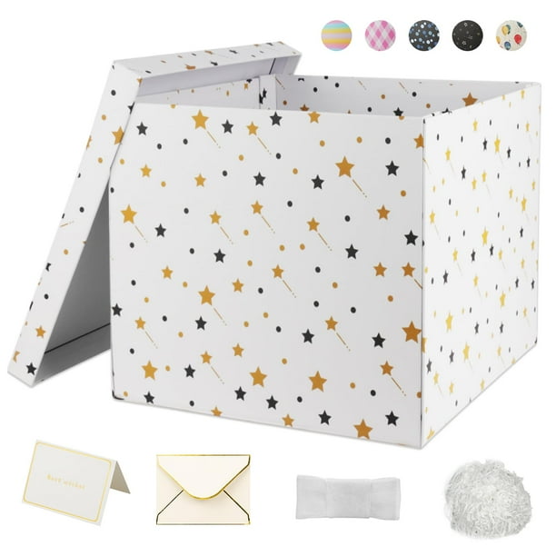 Caja de regalo YINUOYOUJIA de 30 x 30 x 25 cm, juego grande de estrellas blancas