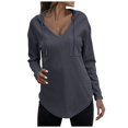 thumbnail image 2 of Waffle Hoodies for Women 2025 Long Sleeve V-Neck Waffle Knit Plain Hoodie Hooded Sweatshirt Women Pullover, 2 of 6
