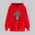 thumbnail image 2 of VBTAPA Mardi Gras Graphic Hoodies for Women Loose Casual Hoody Tops Carnival Themed Print Hooded Sweatshirt with Kangaroo Pocket on Sale Red XXL, 2 of 6