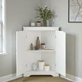 thumbnail image 2 of Tcbosik White Floor Corner Cabinet with 2 Doors, Modern MDF Storage Cabinet with Adjustable Interior Shelf, Multipurpose Organizer for Bathroom, Living Room or Bedroom, 2 of 8