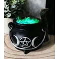thumbnail image 5 of Wicca Triple Moon Goddess Pentagram LED Light Cauldron And Broomstick Figurine, 5 of 9