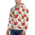 thumbnail image 3 of Uemuo Rose Flowers Pattern Men's Hoodie - Casual Pullover Hoodie with Kangaroo Pocket, Stylish Hooded Sweatshirt for Everyday Wear-Small, 3 of 7