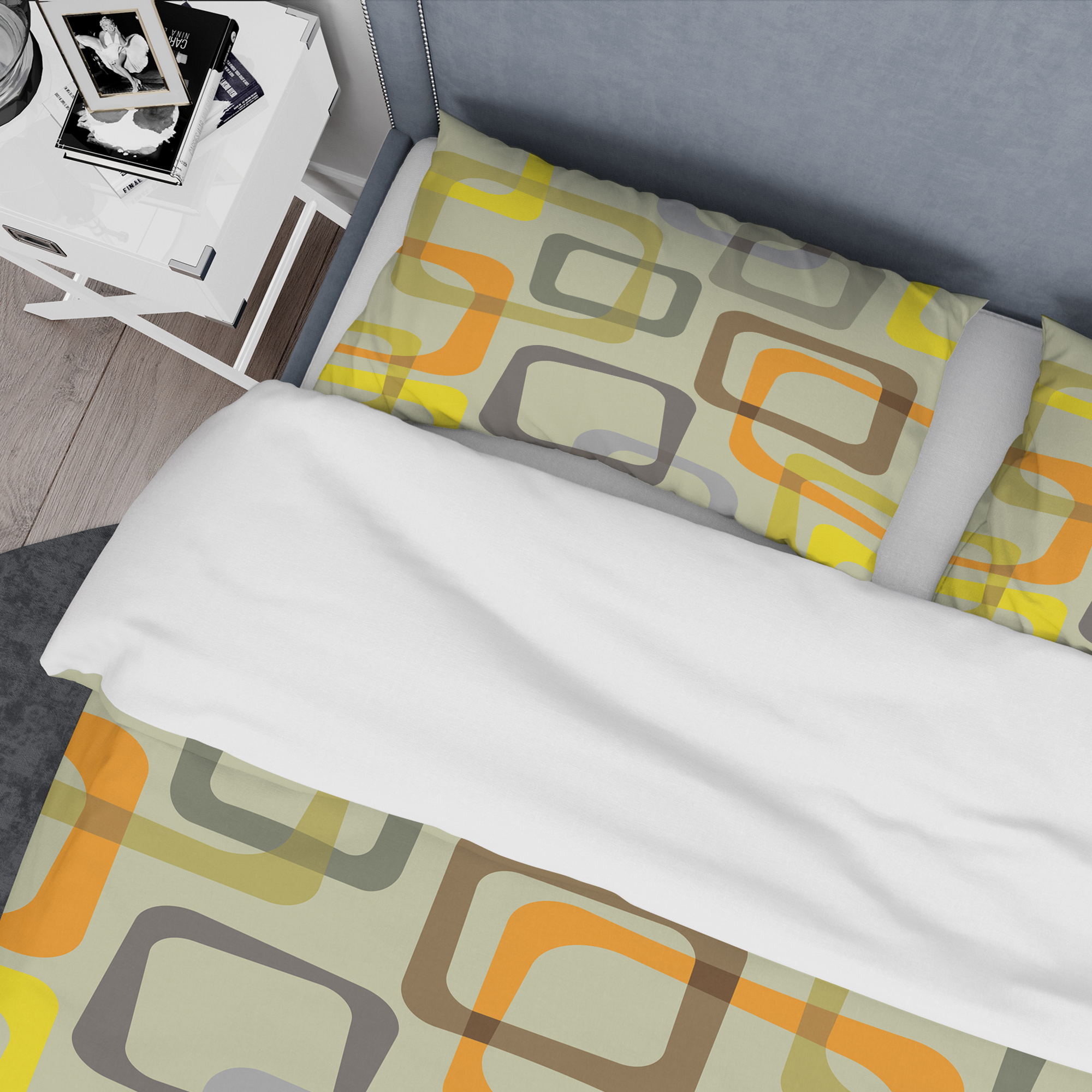 Designart 'Retro Square Design VII' Mid-Century Modern Duvet Cover Set