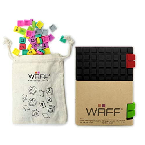 WAFF, Carreaux Cubiques en Silicone Souple et Combo Carnet / Journal, Mini 4,25"H x 3"W - Noir