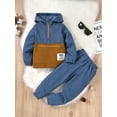 thumbnail image 3 of 5T Toddler Baby Boys Clothes Baby Boys Outfits 5T Baby Boys Long Sleeve Hooded Top Pants 2PCS Set Blue, 3 of 7