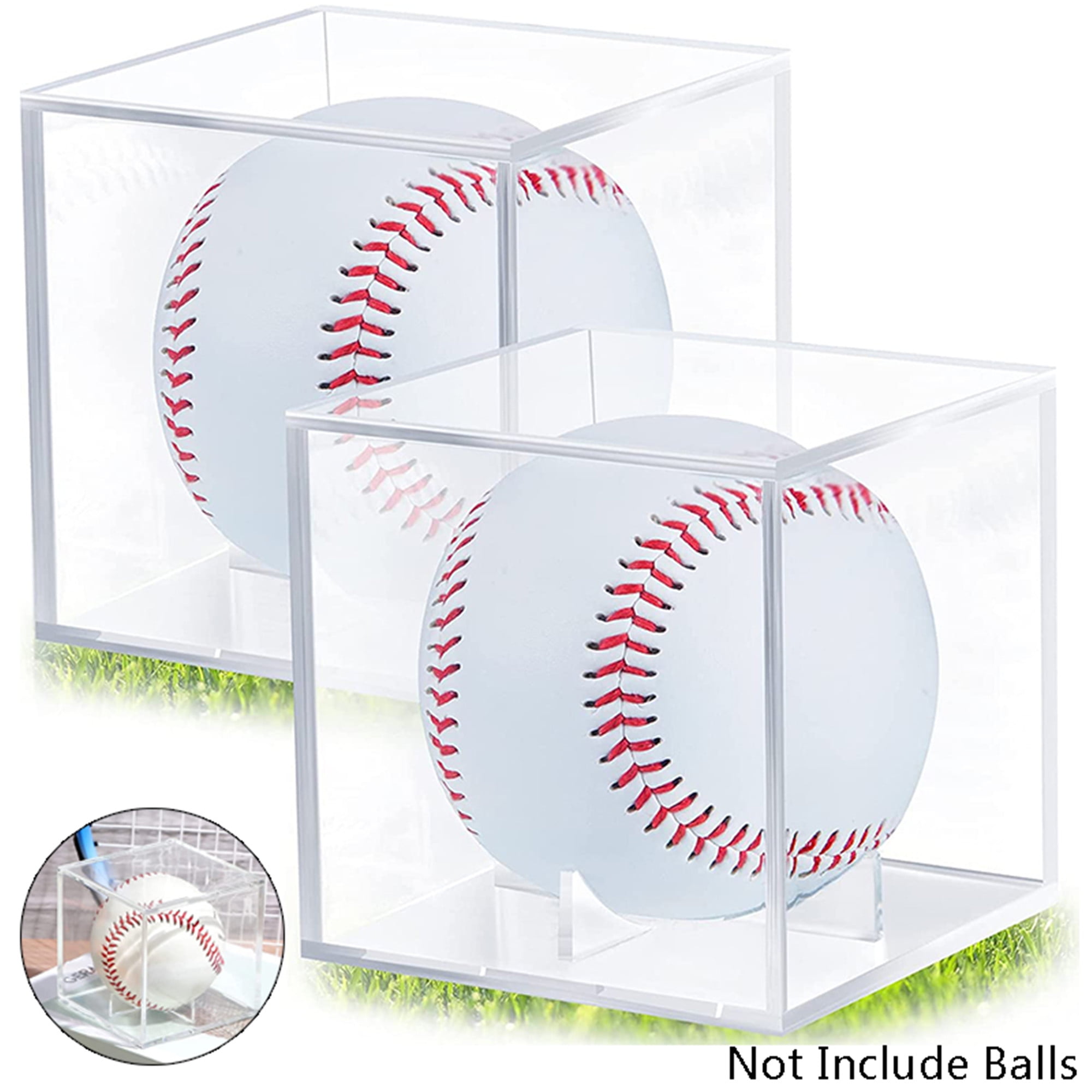 6 Pieces Baseball Display Case UV Protected Acrylic Cube Baseball Square Cube Holder Square Clear Box Baseball Sports Ball Case Memorabilia Showcase Autograph Ball Protector for Official Size Ball 