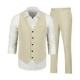 thumbnail image 2 of Men's Slim Fit Linen Suit Set: 2-Piece Vest & Pant for Beach Wedding, Summer, Casual & Formal Occasions, 2 of 8