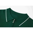 thumbnail image 5 of JWZUY Men's Solid Color Block Casual Zip V-Neck Short Sleeve Lapel Collar Blouse Tops - Cozy Summer Shirts Green L, 5 of 9
