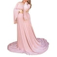thumbnail image 1 of Vestido de Maternidad para Fotografía Color Sólido Elegante Vestido de Manga Larga sin Hombros para Sesión de Fotos de Embarazo, 1 of 5