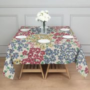 Pioneer Flower Floral Print Pattern Square Tablecloth,Waterproof Square Table Cover,Wipeable Spillproof Washable Table Cover for Home Kitchen Party Decor 42X42(107x107cm)