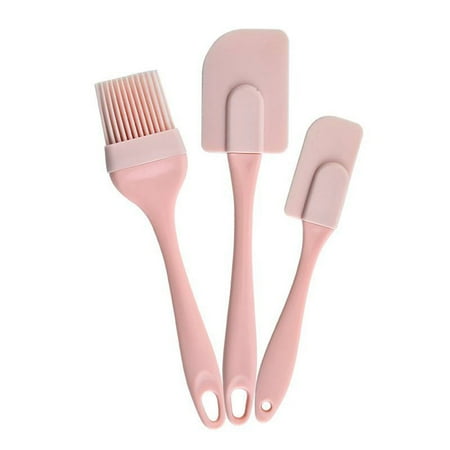 

3 Pieces/Set Baking Spatula Batter Silicone Spatula Brush Mixing Pink