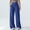 Blue women wide leg trousers with pockets a1, variant on Cagogo Women's Wide Leg High Waisted Trousers with Pockets Casual Loose Long Pants Beach Work Lounge Trousers Fashion Summer Clothes, Coffee M