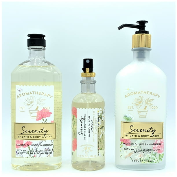 Bath and Body Works Aromatherapy Serenity Marigold Rose Magnolia Body