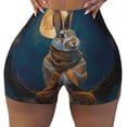 thumbnail image 2 of Goofa Moon Night Sky Cute Rabbit Printed Workout Shorts Women Seamless Scrunch Butt Lifting High Waisted Gym Booty Shorts Elastic Workout Shorts-Medium, 2 of 8
