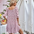 thumbnail image 3 of Square Neck Elbow Length Puff Sleeve Floral Print Tiered Dress, 3 of 3