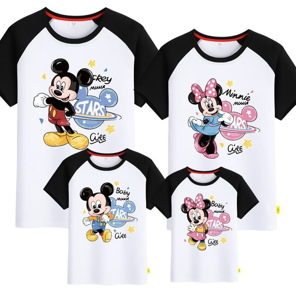 Dibujos animados Mickey Mouse Minne Familia Ropa a juego Papá Mamá Niños Niñas Trajes a juego Niños Camiseta para adultos Camisetas Ropa de verano para niños (110) Gao Jinjia LED