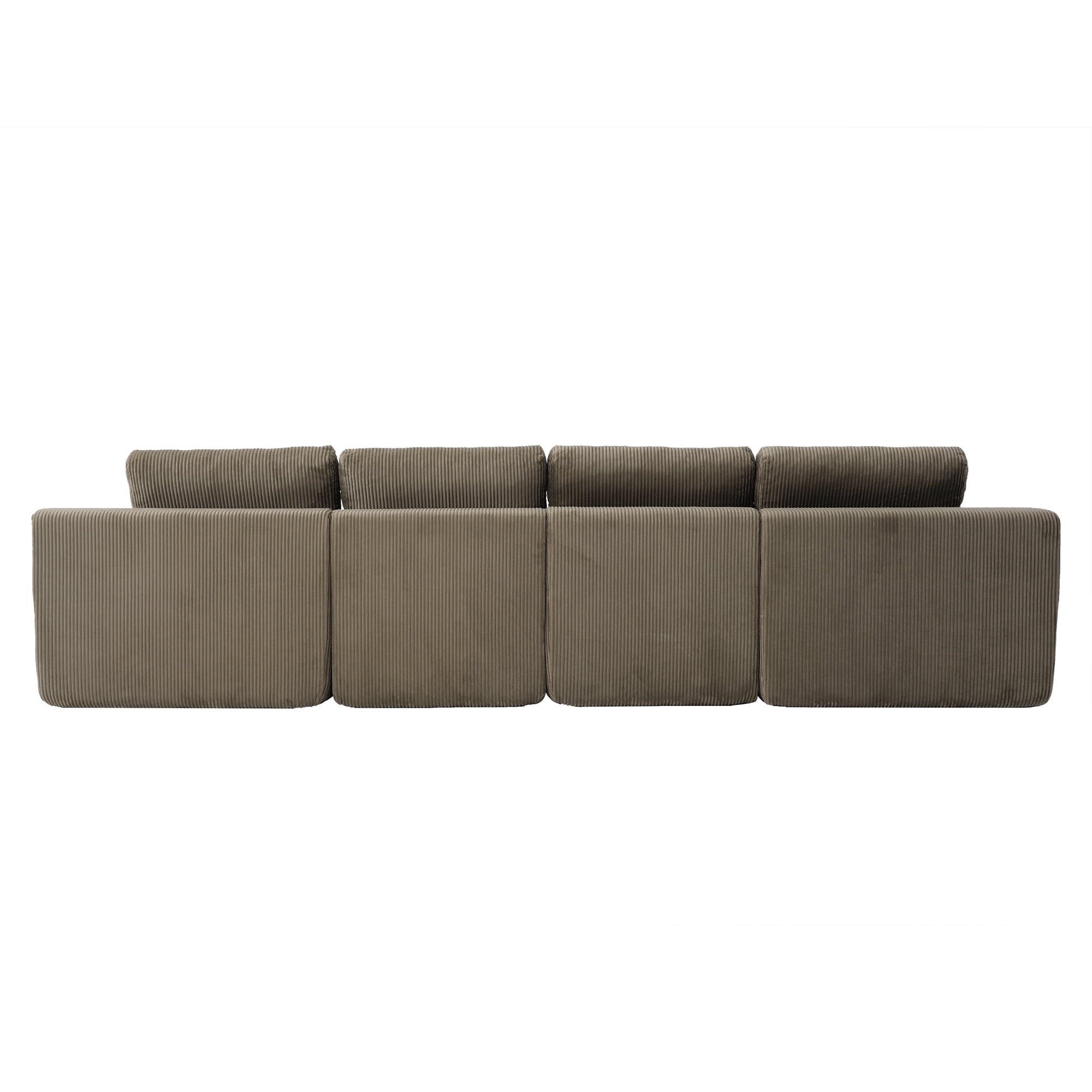 130" U-Shaped Boneless Modular Sectional Sofa with Chaise, 6 Pillows and Cup Holders