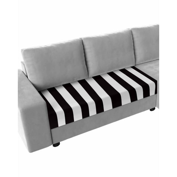 Simple Black White Stripes Couch Cushion Covers Stretch, Washable Sofa Seat Covers Individual Seat Cushion Sofa Slipcovers Modern Stripes Couch Cover Furniture Protector M-1PCS