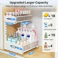 thumbnail image 3 of Under Sink Organizer, 2 Pack 2 Tier Pull Out Under Cabinet Organizer Shelf with Pad for Framed Cabinets, Metal Slide Out Under Sink Storage, Mesh Sliding Drawers for Kitchen Bathroom Laundry, White, 3 of 9