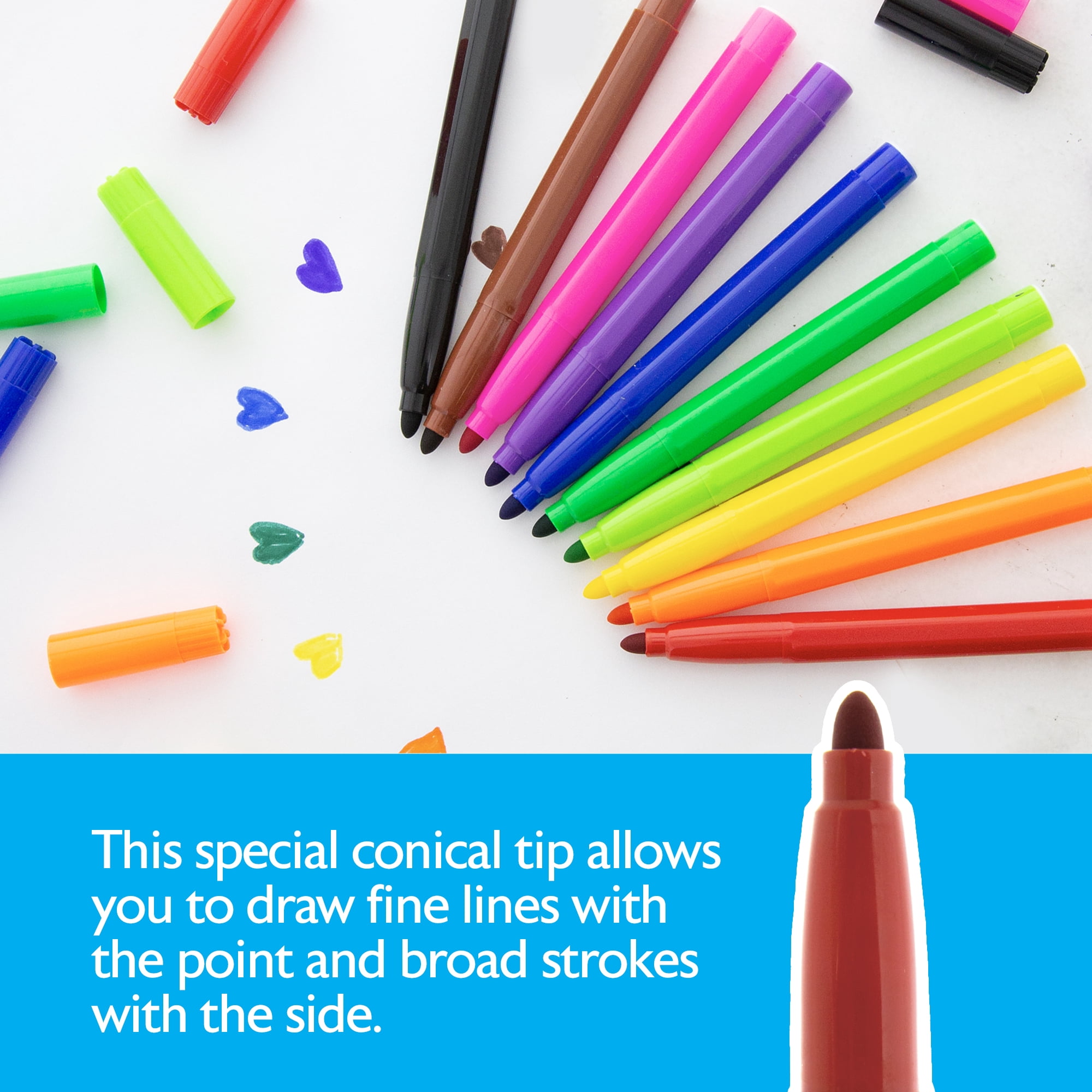 BAZIC Washable Markers 10 Color Jumbo Coloring Marker (10/Pack), 24-Packs